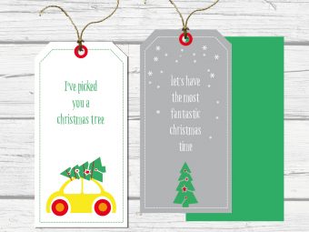 Kerstlabel met VWkever beetle