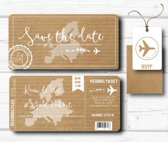 zelf ontwerpen save the date boarding pass