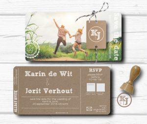 save the date boardingpass kraft met foto