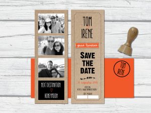 Save the date ticket kraft met stempel